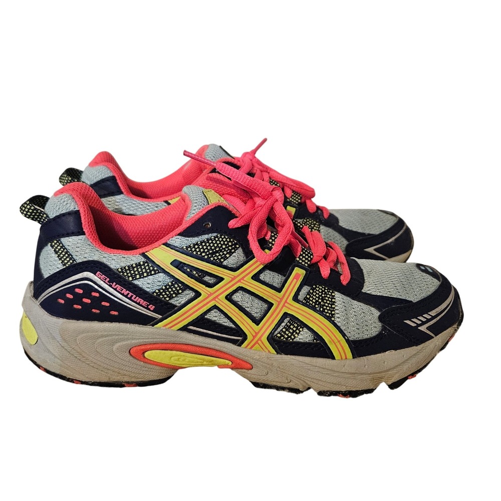 Asics GEL Venture 6 Women's Running Shoes Sneakers T383N Blue Yellow pink size 7